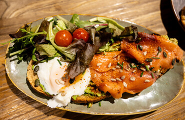 Smoked Salmon Avocado Toast with Poached Egg