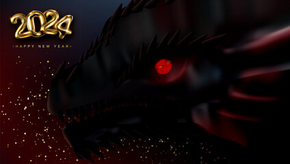 Lunar New Year Banner With Big Head Of Dragon