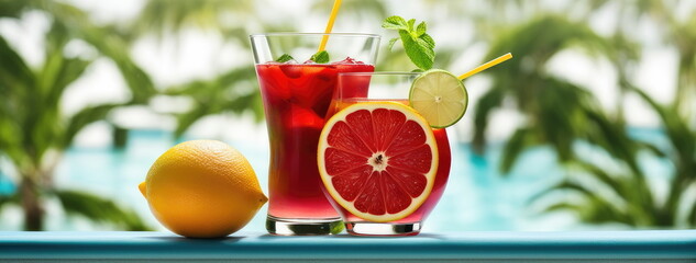 Fototapeta premium Refreshing Summer Drink by the Pool