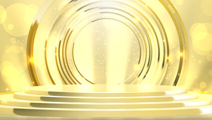 Obraz premium Luxury Product Podium Gold Circles With Glitter