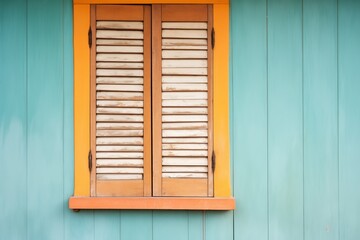 close-up of a colonial house wooden window shutter