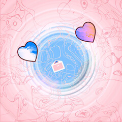 large heart symbol for postcard, Valentine's day. - 724695492