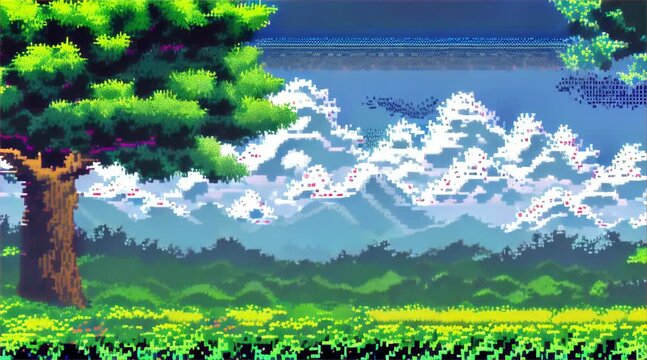 pixel art 16 bit style retro video game background