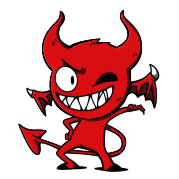 Devil monster game character. Chibi devil cartoon generative ai