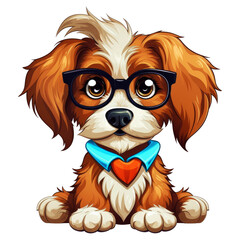 Cartoon dog wearing glasses. Cute dog Cartoon Animal. Chubby dog Cartoon image