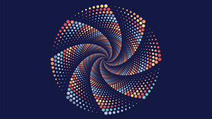 Abstract spiral dotted round vortex style creative background. - obrazy, fototapety, plakaty