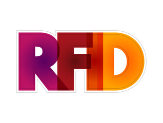 RFID Radio-Frequency Identification - electromagnetic fields to automatically identify and track tags attached to objects, colorful text concept background