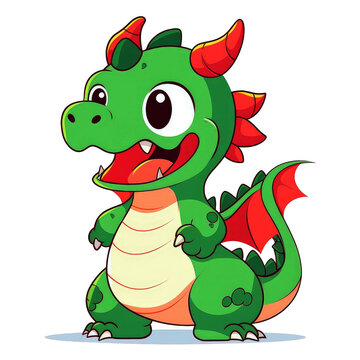 Chibi dragon cartoon generative ai. Cute Dragon monster game character.