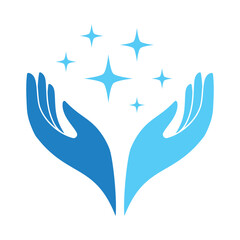 Hand and Sparkle Logo Design Template