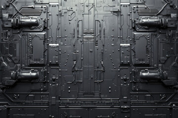 Futuristic Panorama: Monochromatic Spaceship Details