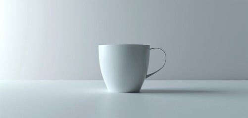 Fototapeta na wymiar Empty white cup with a sleek square design against a minimalist backdrop.