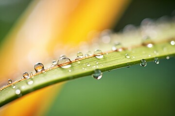 macro view of dewdrops on a leaf