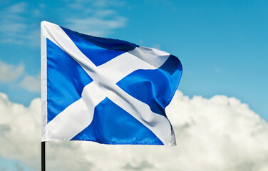 Scottish flag flying on windy