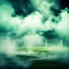 Smoke green background dark ground light smell toxic black bad fog stadium stink mist, Ai Generated