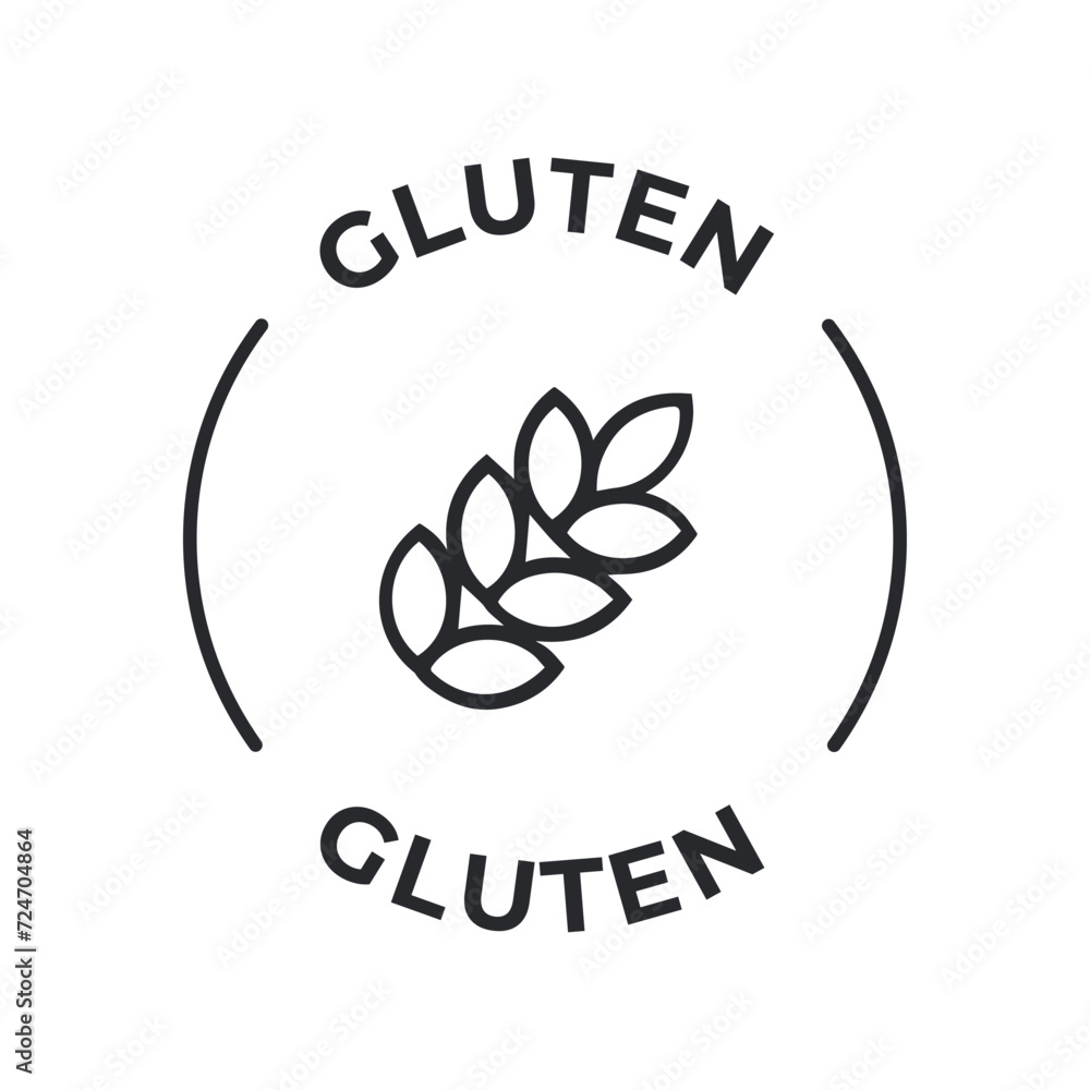 Wall mural simple isolated vector logo badge ingredient warning label. allergens icons. food intolerance gluten