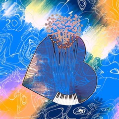 Abstract heart symbol with piano keys - 724705093