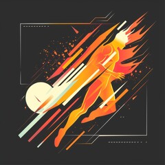 T-shirt design featuring representation of a flaming athletics