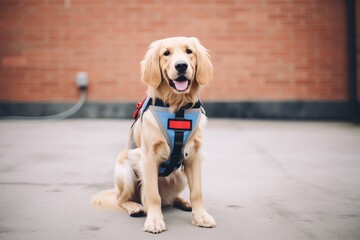 service dog wearing a harness