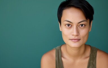 Portrait of Woman With Black Hair in Tank Top