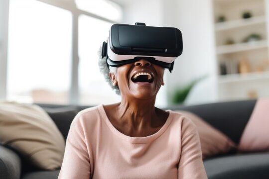 Senior Woman Experiencing VR Technology