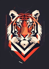 T-shirt design featuring representation of a flaming tiger