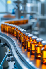 Lab Automation: Glass Bottles on Pharmaceutical Conveyor