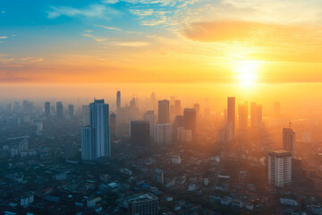 Fototapeta na wymiar Golden Horizon: Sunrise Over Urban Majesty