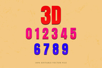 Fototapeta premium Retro Text Effects 3D Number and Typography 