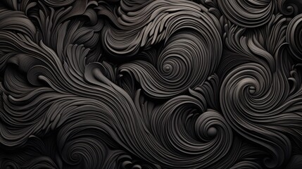Intricate Black Floral Swirls. Detailed floral swirl patterns in monochromatic black tones.