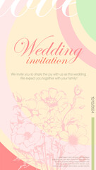 Floral Light Pastel Color Wedding Vintage Invite