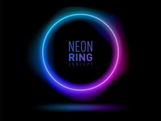 Vibrant Color Neon Light Ring Frame Dark Back