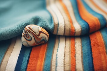 close shot of smooth, heated stones on a towel - obrazy, fototapety, plakaty