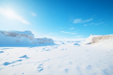 snow covered crater in a polar region during the winter season