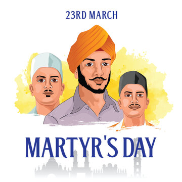 shaheed bhagat singh, sardar bhagat singh, martyrs day vector illustration of Indian people celebrating shaheed diwas