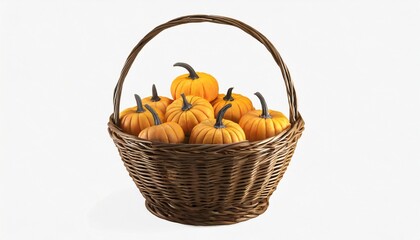 a basket full of decorative pumpkins isolated on white - Powered by Adobe
