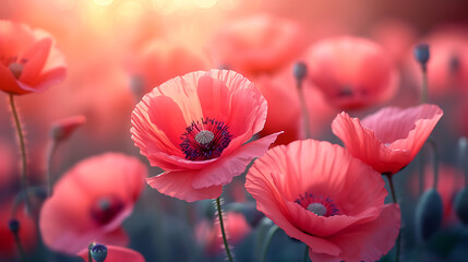 Beautiful poppies flower background