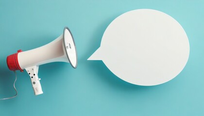 loudhailer or megaphone with speech bubble and empty copy space announcement advertising public hearing concept mockup design with loudspeaker background with blank space