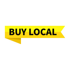 Buy Local Text In Yellow Ribbon Rectangle Shape For Sale Promotion Business Marketing Social Media Information Announcement
