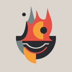T-shirt design featuring representation of a flaming happy face