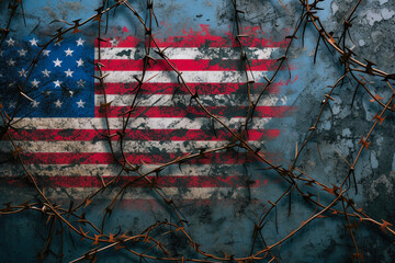 Restricted Independence: USA Flag in Confinement