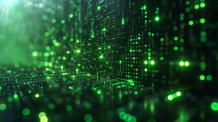 Green Matrix: Digital Code Evolution.
Green digits cascade over a digital landscape, depicting data growth and tech evolution.