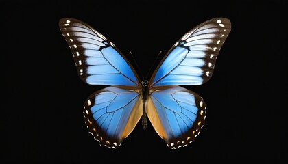 png flying blue morpho butterfly with open wings isolated on background