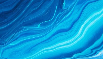 Fotobehang abstract aqua blue liquid marble surface design beautiful ocean fluid abstract paint background blue ocean swirls fluid acrylic paint luxury background texture wallpaper © Kelsey