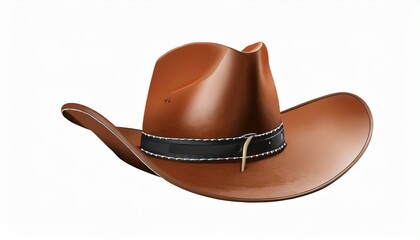 cowboy hat rodeo horse rider brown leather cowboy hat illustration isolated on and white background