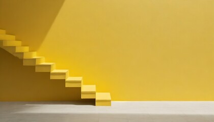 minimal empty space scene with yellow stair and wall in shade for photoshoot studio concept mustar yellow theme outdoor studio modern minimal style
