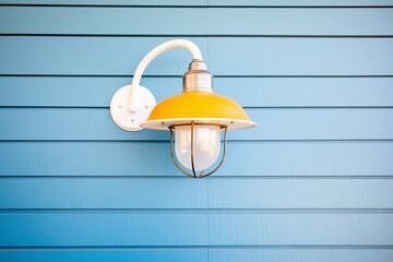 nautical style outdoor wall light against blue wall