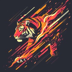 T-shirt design featuring representation of a racing tiger