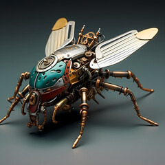 Steampunk-inspired mechanical insect.