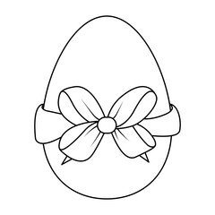 An Easter egg tied with a ribbon. Contoured Easter drawing.Coloring eggs.