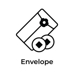 Envelope with coins showing concept icon of chinese red envelope, chinese new year gift pack